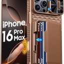 Vizvera for iPhone 16 Pro Max Case Wallet RFID [Cards Holder][Camera Control][Camera Cover] Full Body Rugged Shockproof Silicone Protective Phone Case for iPhone 16 Pro Max 6.9"(Desert Gold)