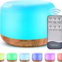 300ML Essential Oil Diffuser, Remote Control Ultrasonic Aromatherapy Oil Diffusers Cool Mist Humidifier, Waterless Auto-Off and 7 LED Light Colors for Bedroom, Yoga, SPA, Baby (Light Wood Grain)