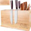 XYJ Utensil Holder with Magnets, 3-Compartment Organizer for Kitchen Tools, Spoons, Spatulas, Magnetic Knife & Metal Accessory Storage, Countertop Caddy, Wood Container without Knives & Cookware Tools