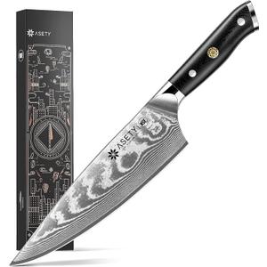 Damascus Chef Knife: 8-inch Razor-Sharp Japanese Chef Knife with VG10 Steel Core, Full Tang G10 Handle, NSF Food-Safe Professional Kitchen Knife with Sheath, Knife for Men Women, Fathers day