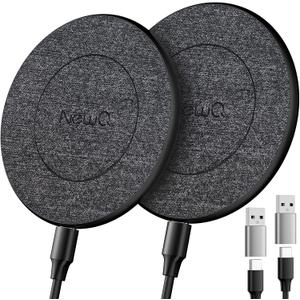 NewQ Wireless Charger, 15W Max Wireless Charging Pad for iPhone 17 16 15 14 13 12 11Mini/SE/Pro/Max/Plus, Samsung Galaxy S23/S22/S21/S20/S10/S9/S8/S7/Note20/10/9/8, Air Pods/Pro/Galaxy Buds/+, 2 Packs