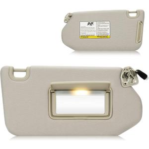 Sun Visor with Light for 2013-2018 Nissan Pathfinder, 2014-2017 Infiniti QX60, 2013 JX35, Right Passenger Side Beige Sunvisor Replacement 96400-9PB0A