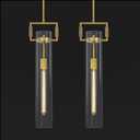 Modern Gold Pendant Light Set of 2, 21.6'' Pendant Lights Kitchen Island, Adjustable Height Brass Glass Pendant Light Fixtures, Large Pendant Lights for Dinning Room Farmhouse Bathroom