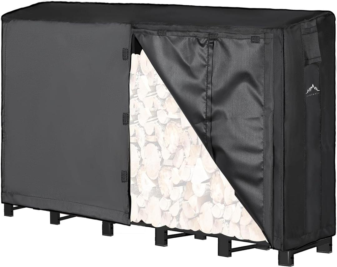 Himal 6ft Waterproof Firewood Cover, Heavy Duty 600D Oxford Outdoor Storage Wood Rack Cover with Buckle (Log Rack not Included)