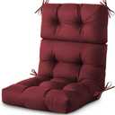 DANGHOOGY Outdoor/Indoor High Back Chair Cushion, Waterproof Outdoor Rocking Chair Cushion with Ties, Tufted Replacement Seat Cushions for Outdoor Furniture, Red, Standard