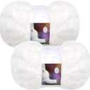 2 Pieces Soft Fur Yarn - Fuzzy, Fluffy Faux Fur Eyelash Yarn, Cream for Crochet, Knitting Projects - 30m/50g Each(White)