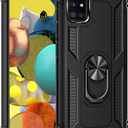 Dionsibei Military Grade Drop Impact for Samsung Galaxy A51 5G Case 360 Metal Rotating Ring Kickstand Holder Armor Heavy Duty Shockproof Cover for Galaxy A51 5G Phone Case (Black)