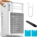 Portable Air Conditioners AC w/Remote, Mini Air Conditioner, 1.2L Water Tank & Ice Box & 2 Sprays, USB Charging, 7H Auto-off, Evaporative Air Cooler With 3Speeds, Desktop Personal Fan For HomeOutdoors
