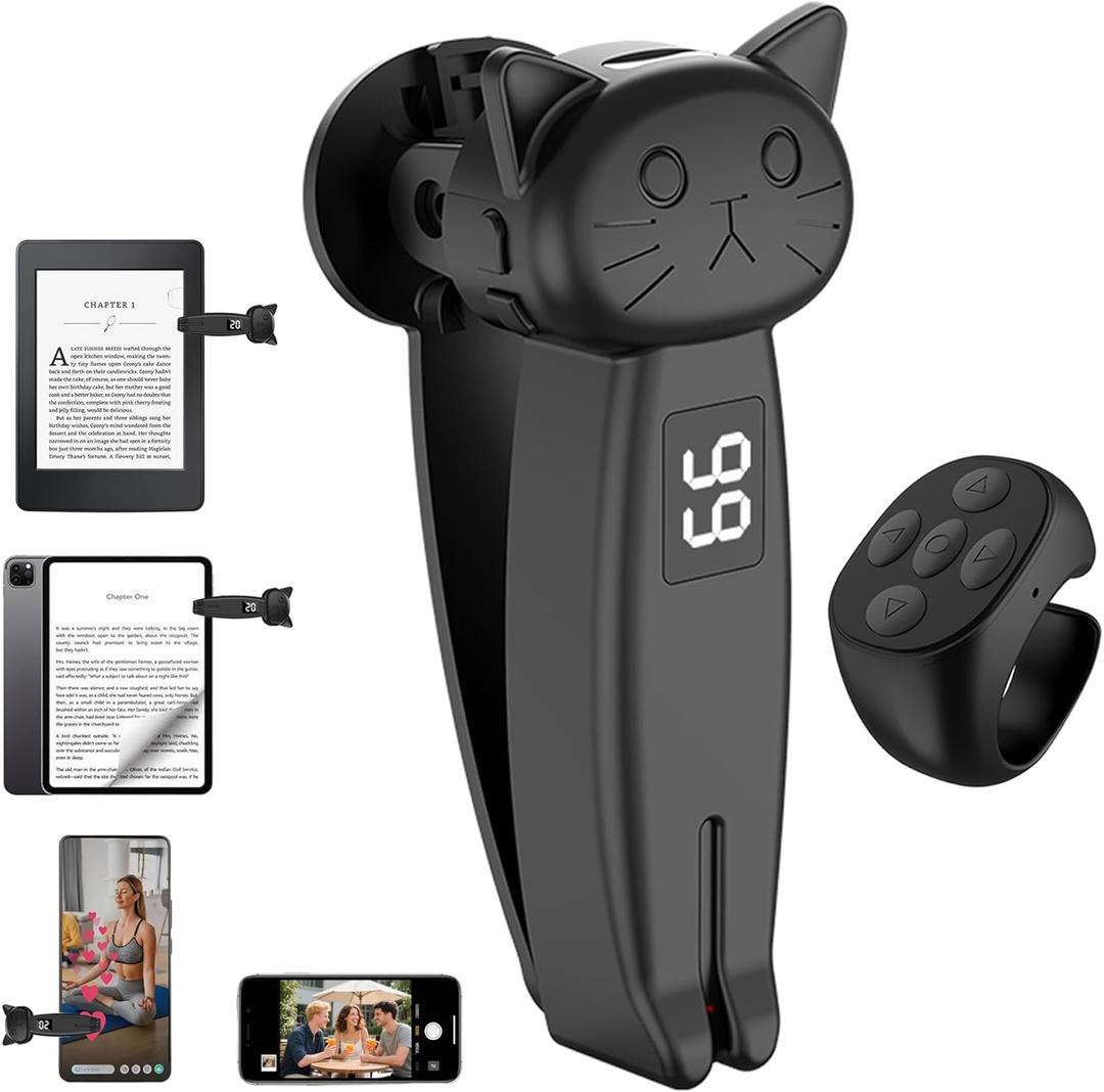Remote Page Turner for Kindle, Camera Camcorder Remote Controls for TikTok Tablets Without Touching Your Screen, 2-in-1 Page Clicker Compatible with iPhone, Kobo, iPad, Android, Ideal Gift