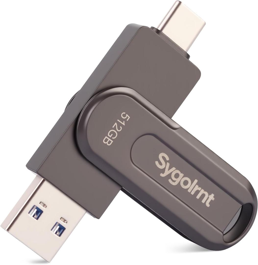 512GB USB Flash Drive for iPhone Photo Stick Thumb Drive, 2-in-1 USB C + USB A, External Storage Jump Drive for Picture Video Data Backup, High Speed Memory Stick USB Drive for iPhone/iPad/Android/PC