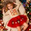 Toddler Girl Christmas Outfit Santa Claus Sweatshirt+Tutu Gauze Skirts Winter Clothes 1-7 Years (2-3T, New-begie)