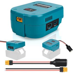 for Power Wheels Battery Adapter Compatible with Makita 18V Battery, 18V to 12V Step Down Power Converter with USB & Type C, XT60 Ports for RC Car, DIY Projects (1 Pack)