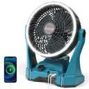 Battery Operated Fan Compatible with Makita 18V battery, Camping Fan Cordless with Bright LED Light & Hook for Hanging, Variable Speed Portable Fan for Tent Office Travel Picnic Jobsite(Tool Only)