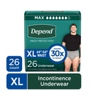 Depend Fresh Protection Adult Diapers, Incontinence Underwear for Men, Disposable, Maximum, Extra Large, Grey, 26 Count