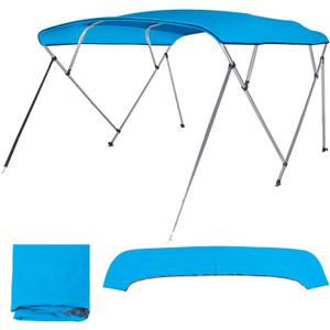 4 Bow Bimini Top Replacement Cover Waterproof 600D Sun Shade Boat Canopy with Storage Boot,Blue/Gray 54''-103''W x 96''L x 54''H