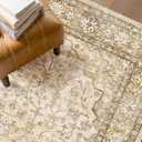 6x9 Area Rugs for Living Room,Machine Washable Low Pile Non Slip Stain Resistant Vintage Euro Floral Boho Desgin Carpet Rug for Bedroom Dining Room Kid's RoomHome Office,Natural Beige