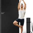 Extra Long & Wide Thick Yoga Mat for Tall Men & Women, 84'' x 32'' x 7mm Oversized Yoga Mat Double-Sided Non Slip, Pro TPE Yoga Mats with Strap (Black)