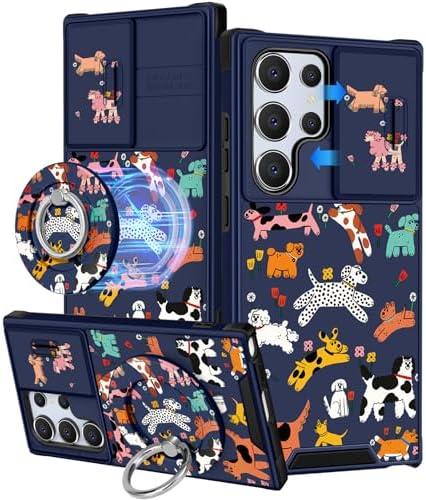 Buleens for Samsung Galaxy S25 Ultra Case - with Ring Stand & Camera Cover Aesthetic Cute Designed for Women Girls Cartoon Kawaii Cool Dog for Samsung S25 Ultra Phone Case Compatible with Magsafe