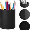 Pen Holder for Desk Pencil Organizer Cute Cup Holders Aesthetic (Black, 3.94" x3.15" x3.15")