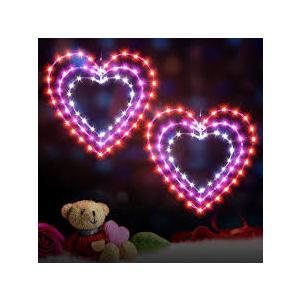 Valentine's Day Lights, 1 Pack 13.4 Inch Lighted Red Heart Window Silhouette Party Decoration for Valentine's Day, Wedding, Proposal, Birthday Decor (Red, Pink, white)