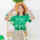 St Patrick's Day Clover T-Shirt Women Blessed Lucky Irish Shamrock Green Tshirts Lucky Mama Graphic Tee Tops (L)