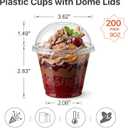 Lullaby 200Pack 9oz Clear Plastic Cups with Dome Lids, Dessert Cups with Lids, Disposable Parfait Cups, Party Cups Cupcake for Parties and Daily Use