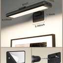 EZVALO Picture Light for Wall, Rechargeable 2400mAh Battery Lights Wireless Remote, 3 Color & Dimmable Magnetic 8'' LED Lights Display for Painting, Living Room, Gallery, Bedroom, Dashboard(Black-3P)