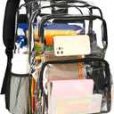 Vorspack Clear Backpack Heavy Duty - Extra Large Clear Bookbag Transparent Backpacks See Through Backpack for College Work Travel Festival - Black