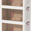 45GAL/180QT 3 tier large stackable storage bins with lid and wheels, collapsible storage bins plastic with doorssuit for clothes, closet, home and office