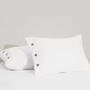 eBeddy Linens Standard Pillowcase Set of 2, White Solid 100% Cotton Pillow Shams 20x26 Inch with Decorative Button Closure Luxury Soft and Breathable Bed Pillow Covers with Envelope Closure