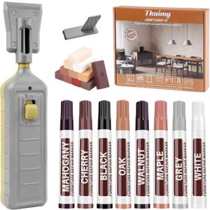 Laminate Floor Repair Kit with Heat Pen, 11 Color Wood Vinyl Floor Furniture Repair Kit Linoleum Repair Hard Wax Touch Up Marker Cover Scratches, Stains, Cracks, Holes for Door, Cabinet, Table.