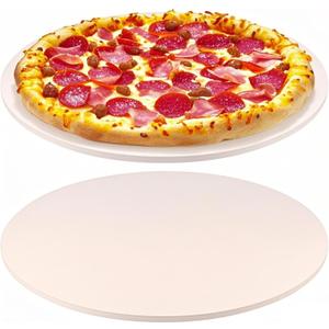JEUIHAU 2 Pack 12 Inches Pizza Stone, Cordierite Baking Stone Thermal Resistant Round Grilling Stone for Pizza, Crispy Crust Bread, BBQ, Cooking
