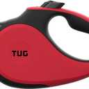 TUG 360 Tangle-Free Retractable Dog Leash with Anti-Slip Handle | 16 ft Strong Nylon Tape | One-Handed Brake, Pause, Lock (Medium, Red)