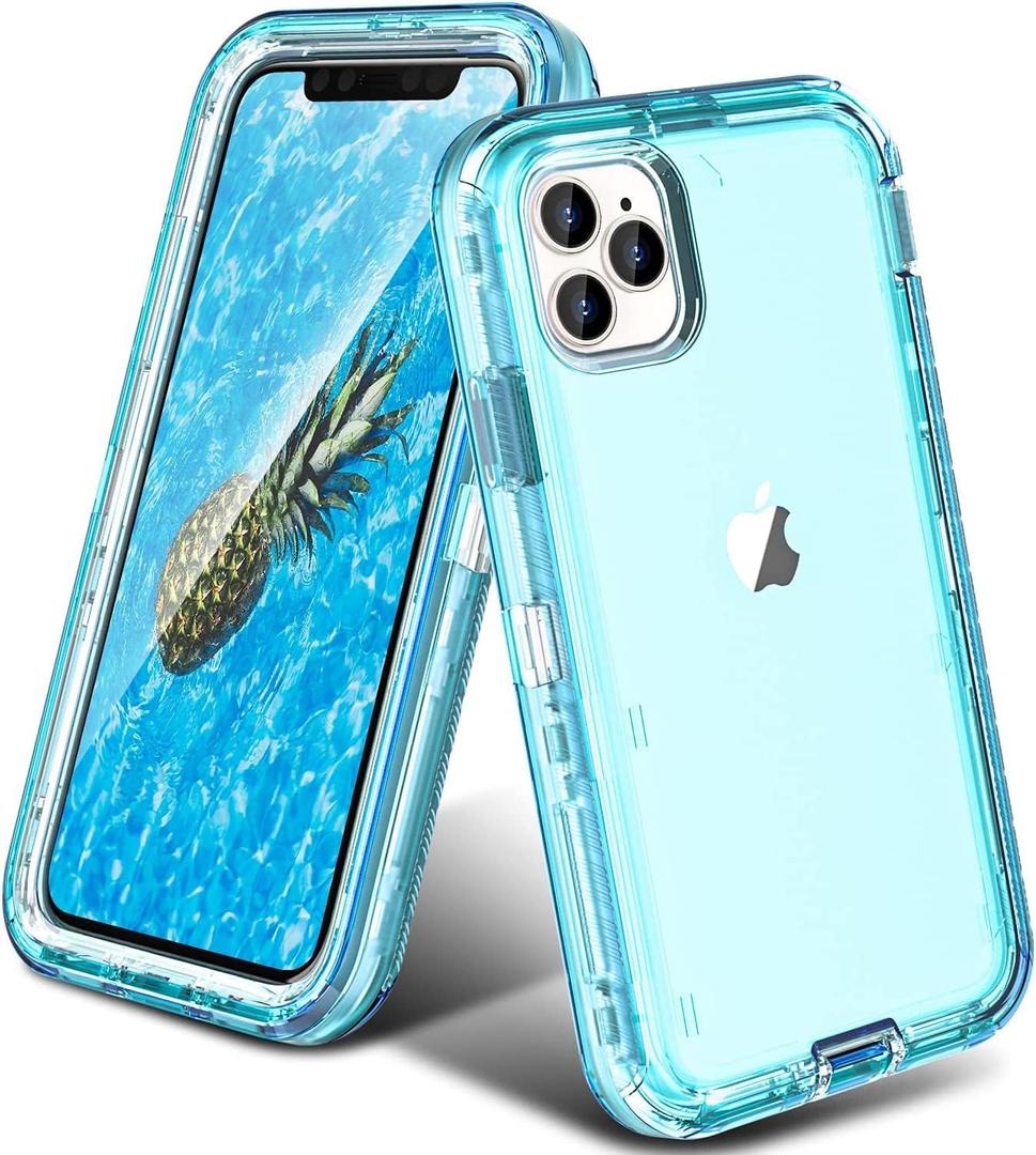 ORIbox for iPhone 15 Pro Max Case Blue, [10 FT Military Grade Drop Protection], Transparent Heavy Duty Shockproof Anti-Fall Case for iPhone 15 Pro Max Phone Case,6.7 inch,3 in 1, Crystal Blue