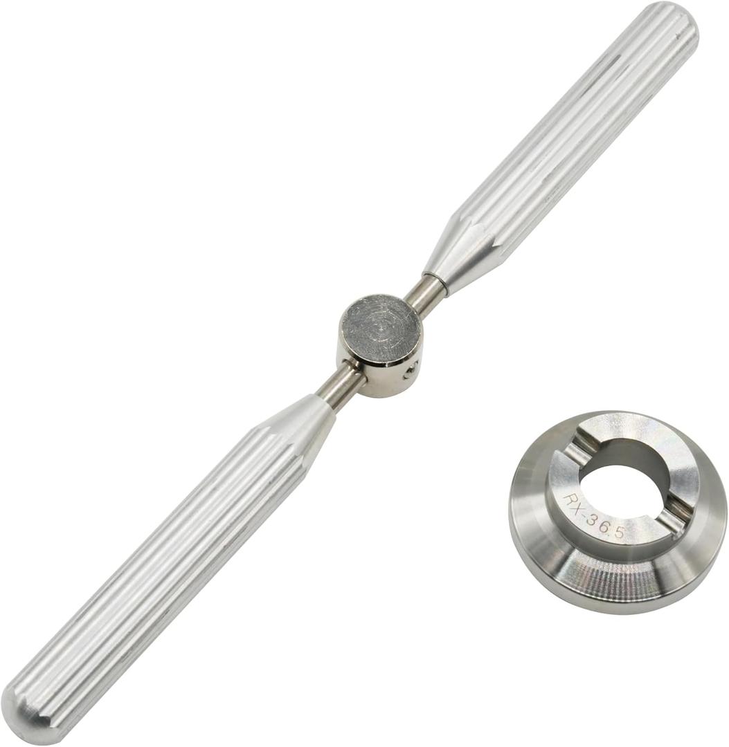 Watch Back Opener Tool Kit, Stainless Steel 5537 Case Back Remover for Rolex/Tudor 29.5mm/ 36.5mm (Silver long handle)