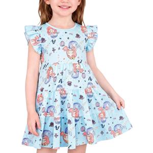 Girls' Casual Dress,Soft Cotton Kids Short Sleeve,Breathable A-Line Teen Sundress Size 2T 3T 4T 5 6 7 8 9 10 12 13