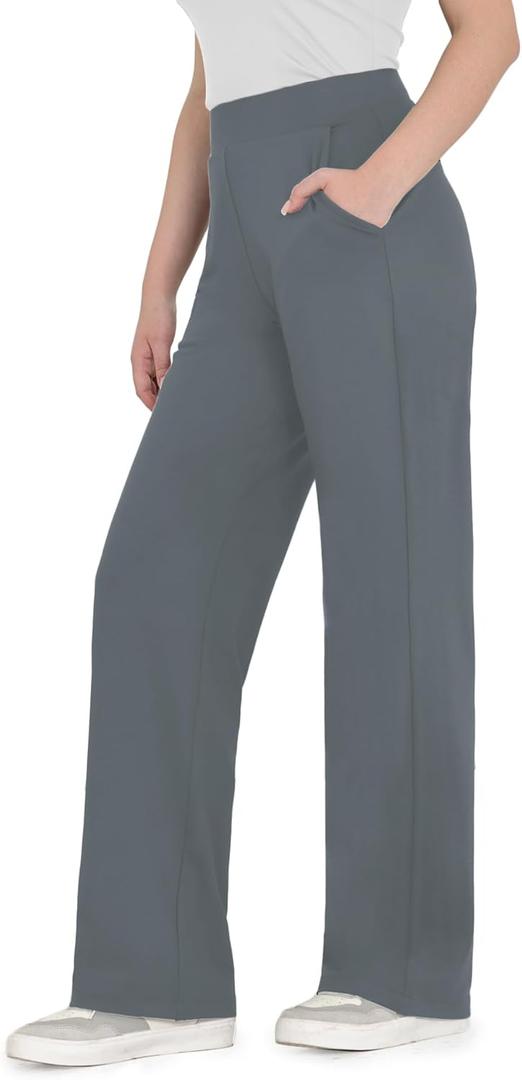 Bamans Dress Pants Women Bootcut Flare Leggings High Waisted Work Business Office Trousers Yoga Slacks with Pockets (Black, XS)