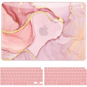 B BELK Compatible with MacBook Air 13 inch Case 2020, MacBook Air M1 Case 2022-2018 Models A2337 A2179 A1932 with Toch ID, Sturdy Protective Laptop Hard Shell with 2 Keyboard Covers, Pink Marble