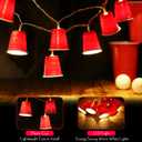 Hiboom 1 Pack 16.4FT 30 LED Red Cup String Lights, Trailer Park Party Decorations, Battery Operated Mini Shot Cups Fairy Light for Home, Bar, Clubs, Christmas, Graduation Party Supplies