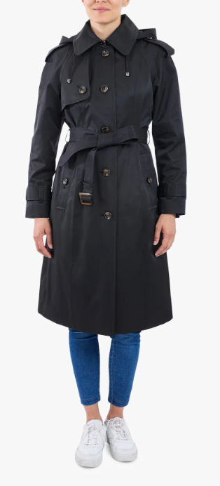 Single Breasted Belted Raincoat with Hood | Trench Coat | London Fog, L