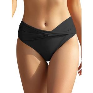 SHEKINI Women's Bikini Bottom Twist Front Cheeky Swimsuit Ruched Bathing Suit Bottoms Size M