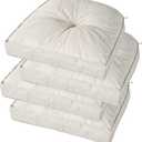 idee-home Outdoor Chair Cushions Set of 4, 5" Thick Outdoor Seat Cushions Waterproof Patio Furniture with Ties, Dining Indoor Chair Pads 19" x 19" (Beige)
