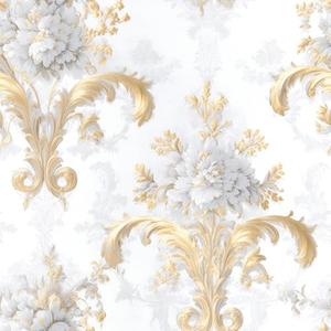 REDAMANCY White Golden Yellow Damask Vintage Peel and Stick Wallpaper Stick on Contact Paper Vintage Wall Paper Easy Peel Off for nightstand Drawer Cabinet Renter