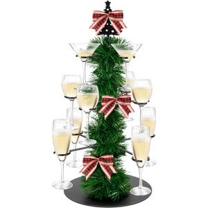 Christmas Cocktail Tree Stand, Champagne Tower Stand, 3 Tier 12 Holders For Display Champagne, Cocktails, Martini, Margarita Cups at Christmas, Weddings, Bridal Shower, Parties & Celebrations Events
