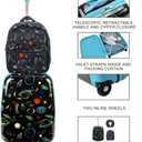 Space Printed 2-Wheel Lightweight Carry-on Luggage Suitcase with Backpack and Neck Pillow (3-Pc Set) For Boys