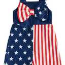 Ayalinggo 4th Fourth of July Baby Girl Outfit Toddler USA American Flag Romper Overalls Jumpsuit Independence Day Clothes, 2-3Y