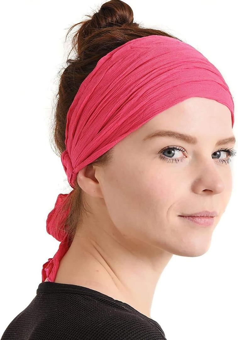 CHARM Womens Pirate Headband Headwrap - Turban Head Scarf, Pirate Bandana for Men, Festival Accessories, Boho Hair Band, Unisex Halloween Bandana (Pink)
