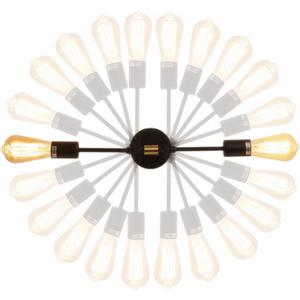 Minimalist Black 2 Lights LED Wall Light Up/Down Indoor Lamp,360 Adjustable Uplighter Downlighter,Rustic Country Vintage Loft Wall Sconce Fixture Fitting Retro Warm Edison Lamps E26 Max 2*60W