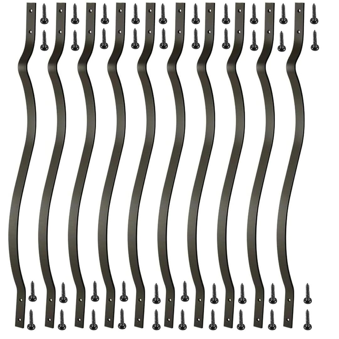 61 Pack Deck Balusters, 36 Inches Heavy Duty Iron Deck Balusters with Screws Metal Deck Spindles Balusters Iron Deck Spindles, Wave Arc Baluster for Outdoor Stair Deck Porch