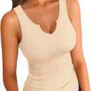 VICHYIE Tank Tops for Women Summer Sleeveless Shirts V Neck Ribbed Slim Fitted Tops Cami Blouses XS